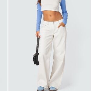 Edikted Cream Wide-Leg Jeans